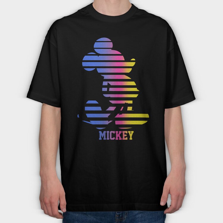 Mickey Mouse Colorful Lines, Tricou Oversize Barbati (Unisex)