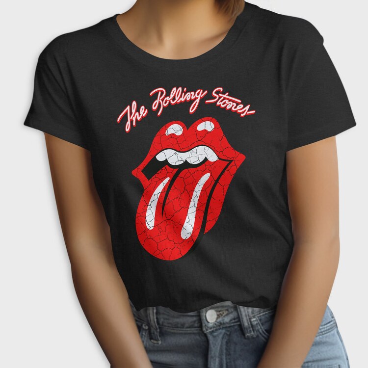 Rolling Stones Lips Red Crack Rock Ribbons, Tricou Femei