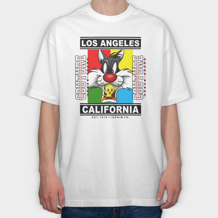 Sylvester Tweety Urban California 1976, Tricou Oversize Barbati (Unisex)