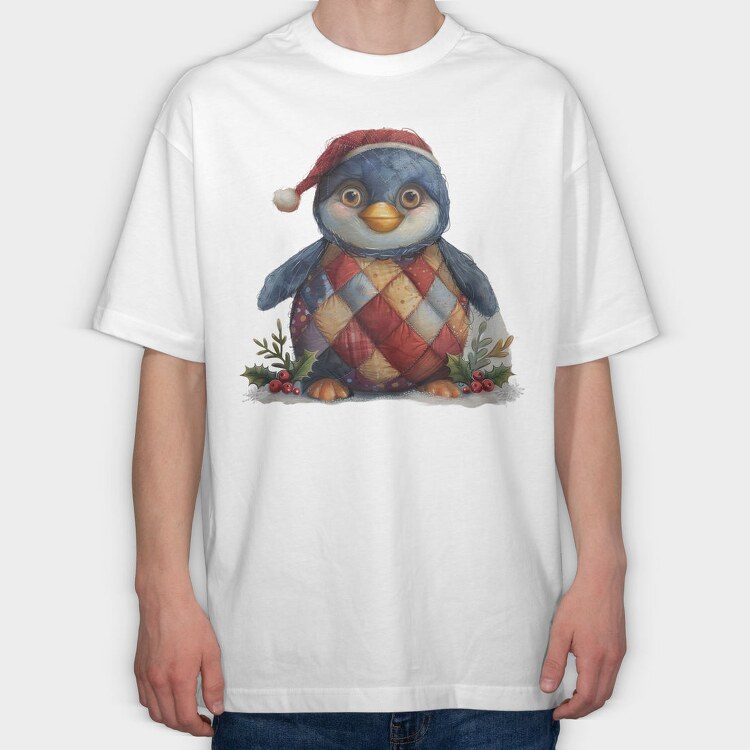 Quilted Penguin Christmas, Tricou Oversize Barbati (Unisex)
