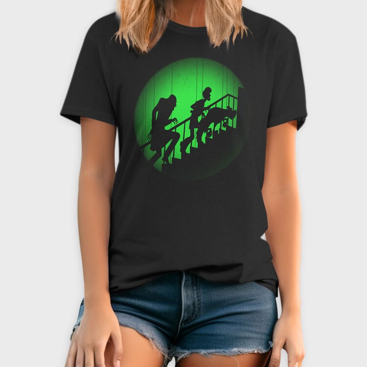 Zombie Walking Stairs Ghoul Green Light, Tricou Barbati (Unisex)