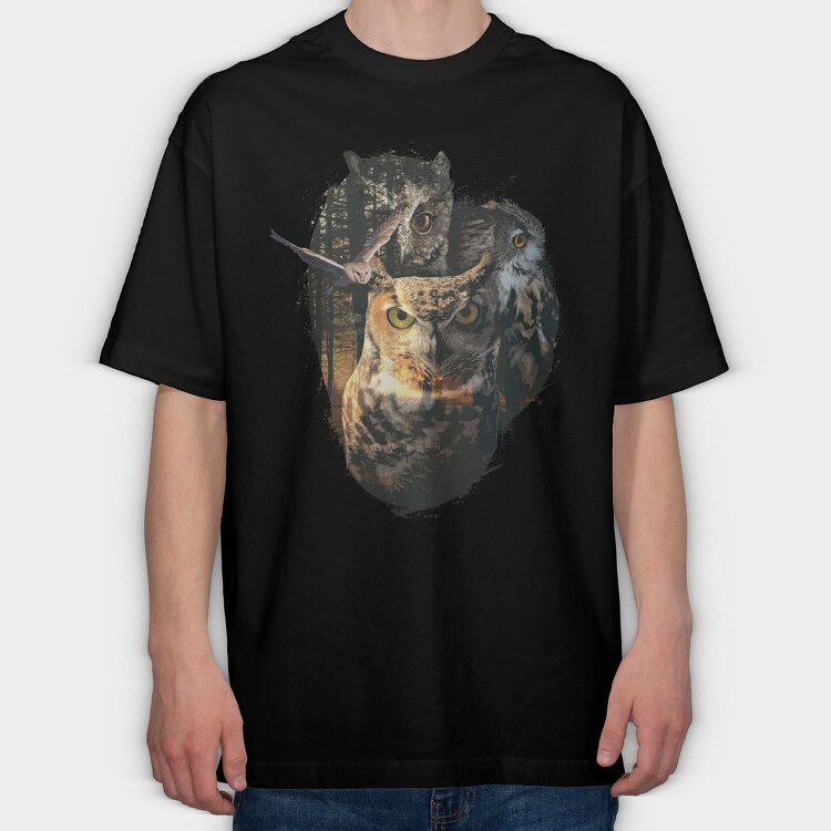 Owls Forest, Tricou Oversize Barbati (Unisex)