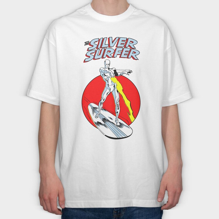 Silver Surfer Red Circle Sky, Tricou Oversize Barbati (Unisex)