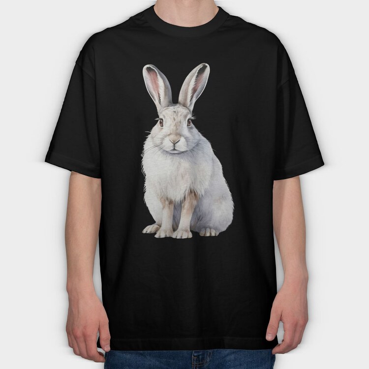 Rabbit Sitting Pose, Tricou Oversize Barbati (Unisex)