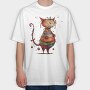 Quirky Cat Christmas, Tricou Oversize Barbati (Unisex)
