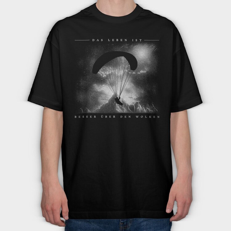 Paraglider Silhouette, Tricou Oversize Barbati (Unisex)