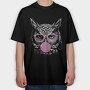 Owl Monochrome Bubblegum, Tricou Oversize Barbati (Unisex)