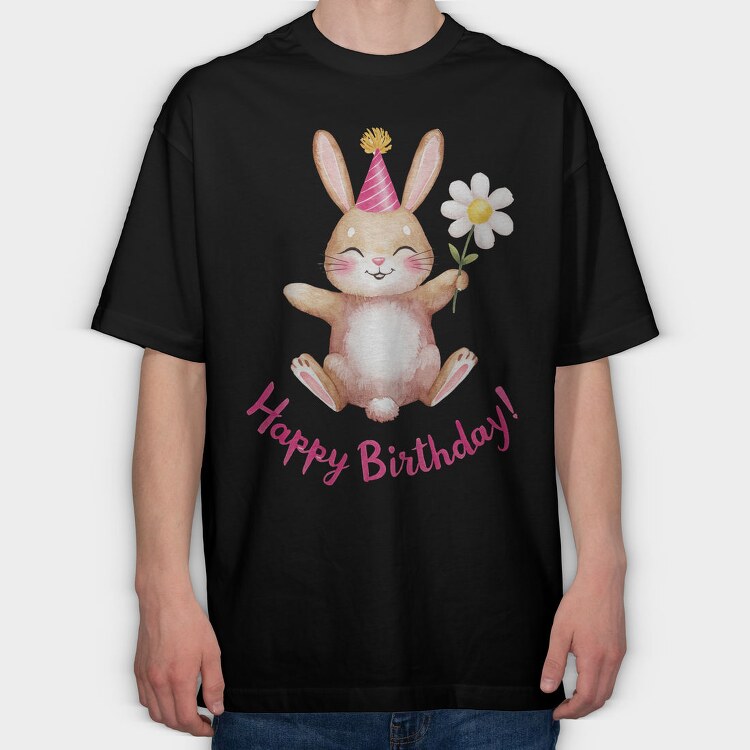 Rabbit Party Hat, Tricou Oversize Barbati (Unisex)
