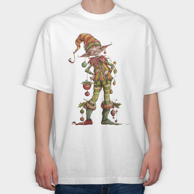 Quirky Christmas Elf, Tricou Oversize Barbati (Unisex)