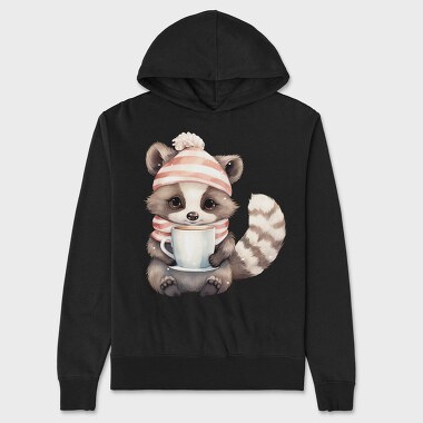 Raccoon Coffee Cup, Hanorac Oversize Barbati (Unisex)
