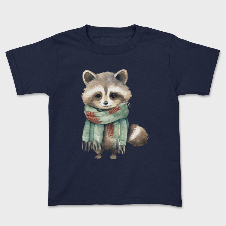 Raccoon Scarf Winter, Tricou Copii