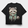 Raccoon Scarf Winter, Tricou Oversize Barbati (Unisex)