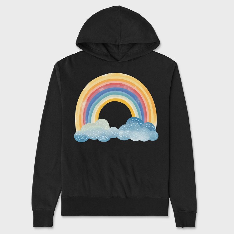 Rainbow Cloud Sky, Hanorac Oversize Barbati (Unisex)
