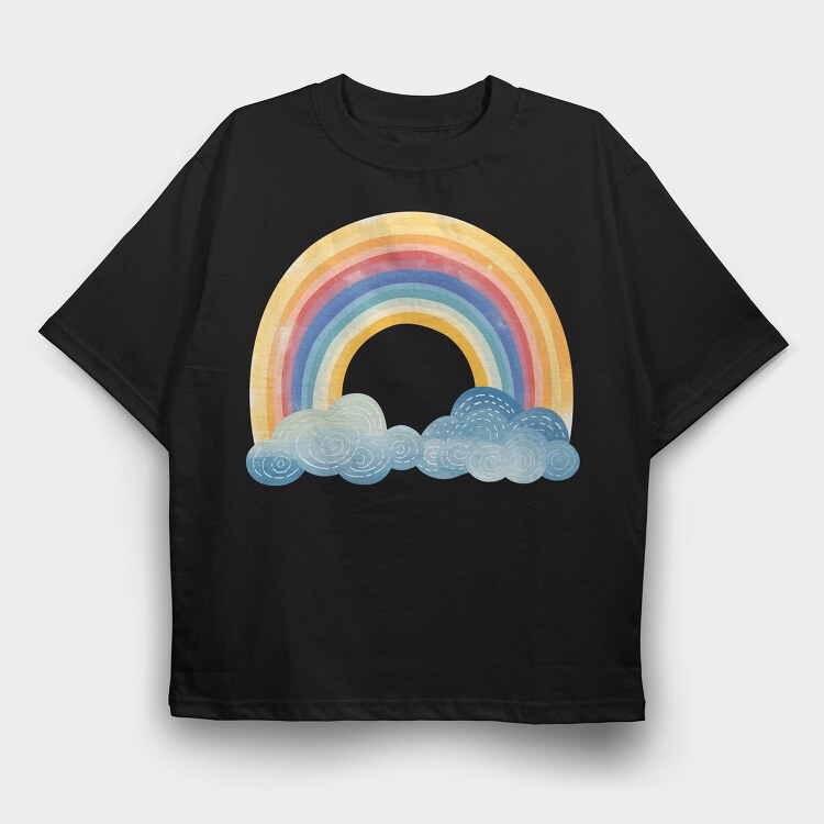 Rainbow Cloud Sky, Tricou Oversize Barbati (Unisex)
