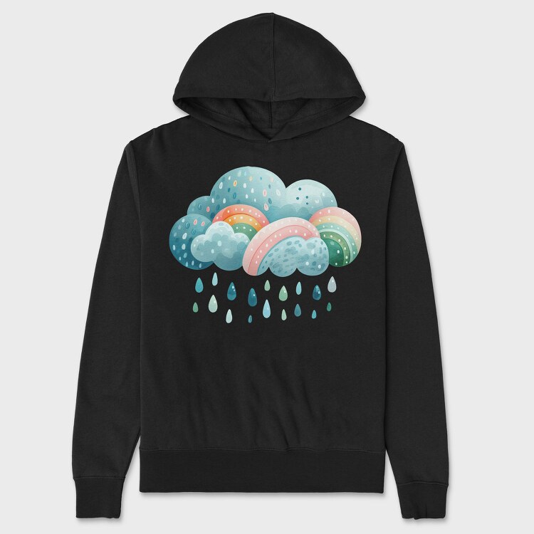 Rainbow Clouds Drops, Hanorac Oversize Barbati (Unisex)