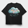 Rainbow Clouds Drops, Tricou Oversize Barbati (Unisex)