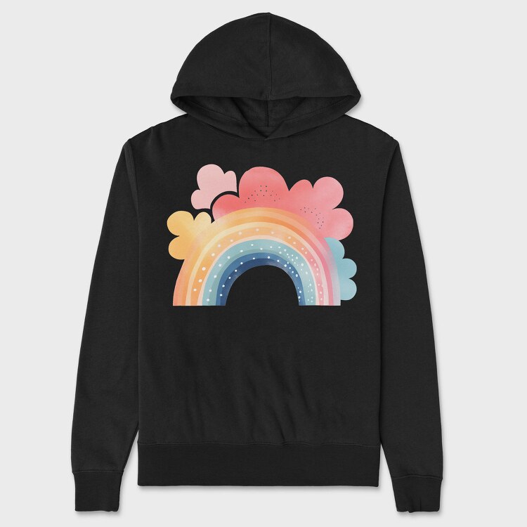Rainbow Clouds Sky, Hanorac Oversize Barbati (Unisex)