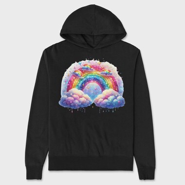 Rainbow Clouds Stars, Hanorac Oversize Barbati (Unisex)