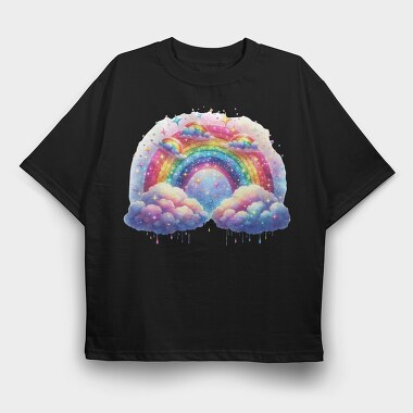 Rainbow Clouds Stars, Tricou Oversize Barbati (Unisex)