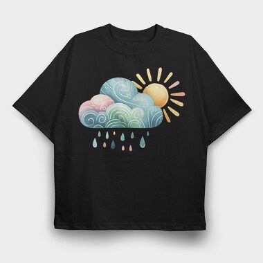 Rainbow Clouds Sunny Rain, Tricou Oversize Barbati (Unisex)