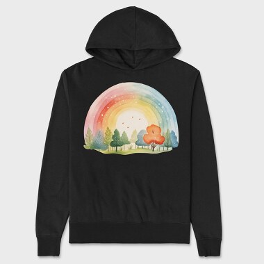 Rainbow Forest Trees, Hanorac Oversize Barbati (Unisex)