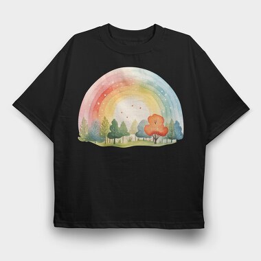 Rainbow Forest Trees, Tricou Oversize Barbati (Unisex)