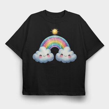 Rainbow Friendly Cuddle, Tricou Oversize Barbati (Unisex)