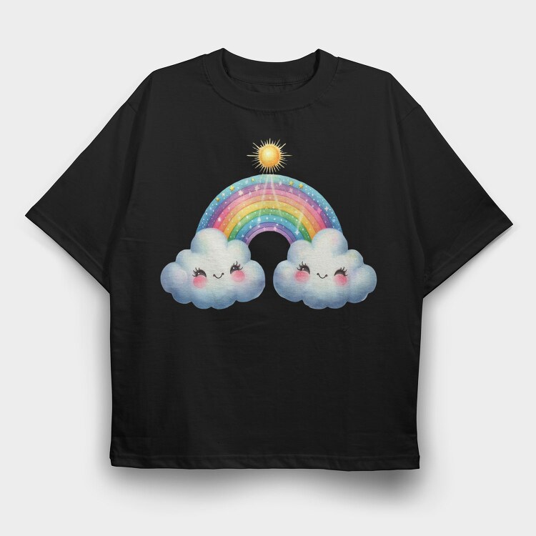 Rainbow Friendly Cuddle, Tricou Oversize Barbati (Unisex)