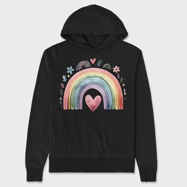 Rainbow Heart Boho, Hanorac Oversize Barbati (Unisex)