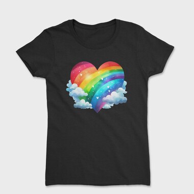 Rainbow Heart Clouds, Tricou Femei
