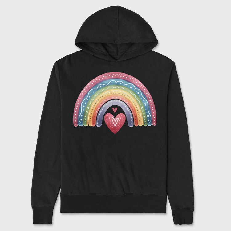 Rainbow Heart Love, Hanorac Oversize Barbati (Unisex)