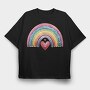 Rainbow Heart Love, Tricou Oversize Barbati (Unisex)
