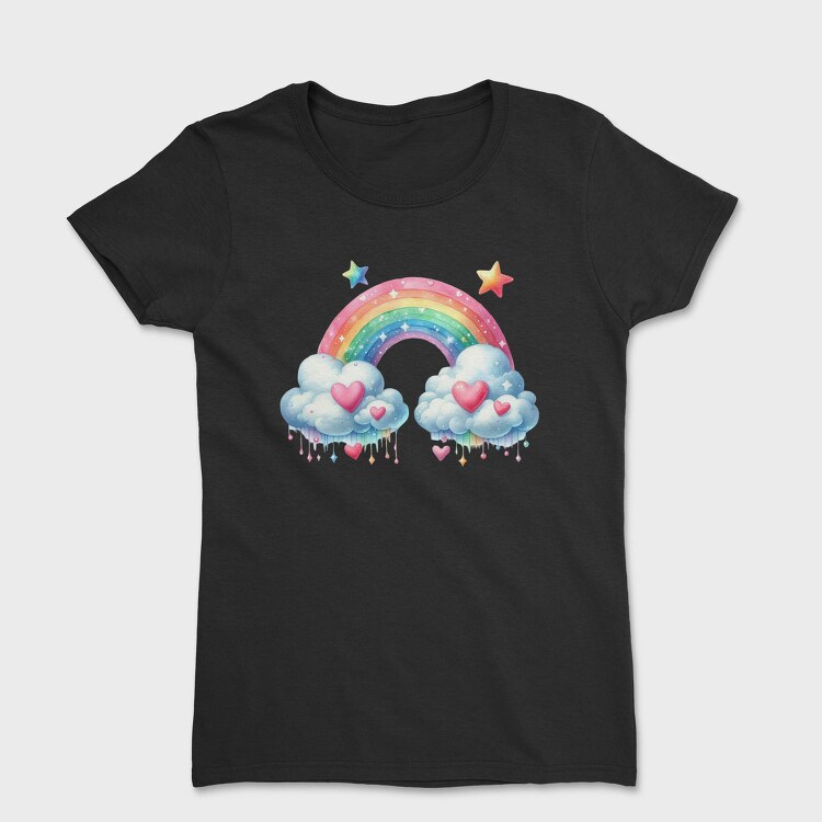 Rainbow Hearts Clouds, Tricou Femei