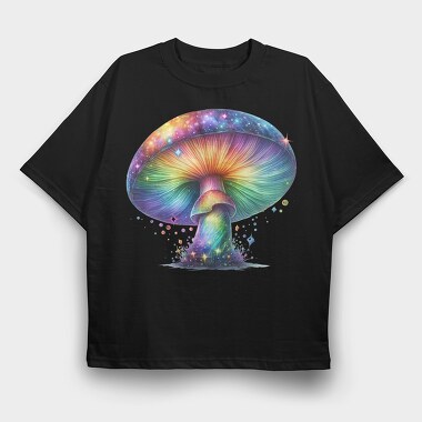 Rainbow Mushroom Glow, Tricou Oversize Barbati (Unisex)