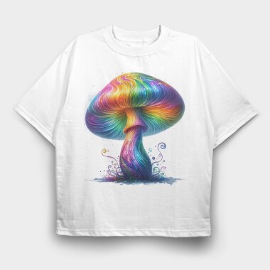 Rainbow Mushroom Splatter, Tricou Oversize Barbati (Unisex)