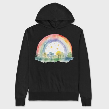 Rainbow Night Stars, Hanorac Oversize Barbati (Unisex)