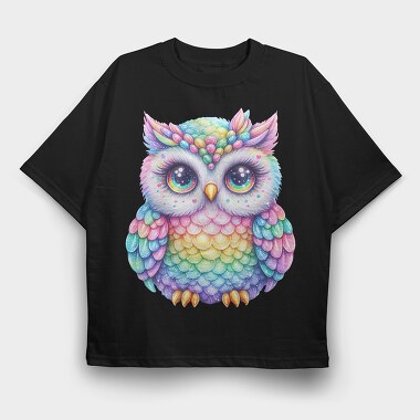 Rainbow Owl Sublimation, Tricou Oversize Barbati (Unisex)