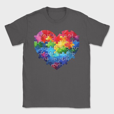 Rainbow Puzzle Heart, Tricou Barbati (Unisex)