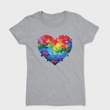 Rainbow Puzzle Heart, Tricou Femei