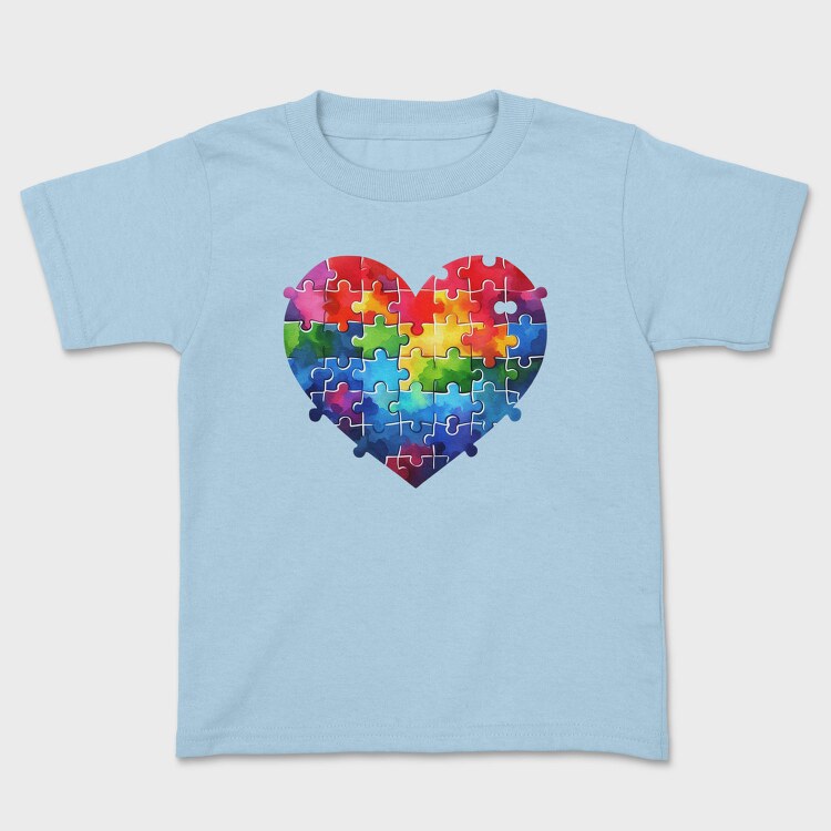 Rainbow Puzzle Heart, Tricou Copii