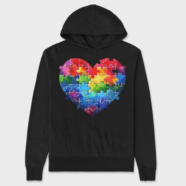 Rainbow Puzzle Heart, Hanorac Oversize Barbati (Unisex)