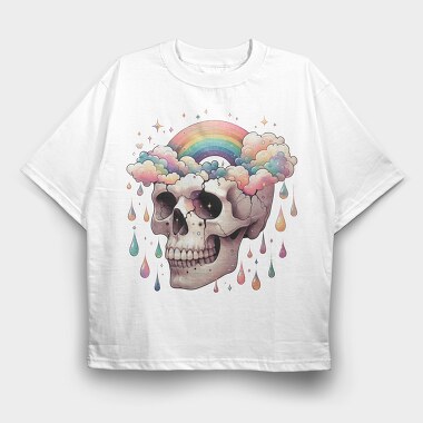 Rainbow Skull Cry, Tricou Oversize Barbati (Unisex)