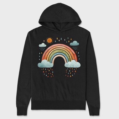 Rainbow Sky Drops, Hanorac Oversize Barbati (Unisex)