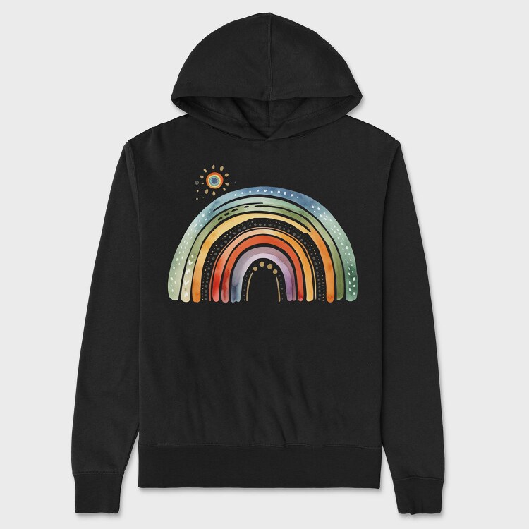 Rainbow Sky Sun, Hanorac Oversize Barbati (Unisex)