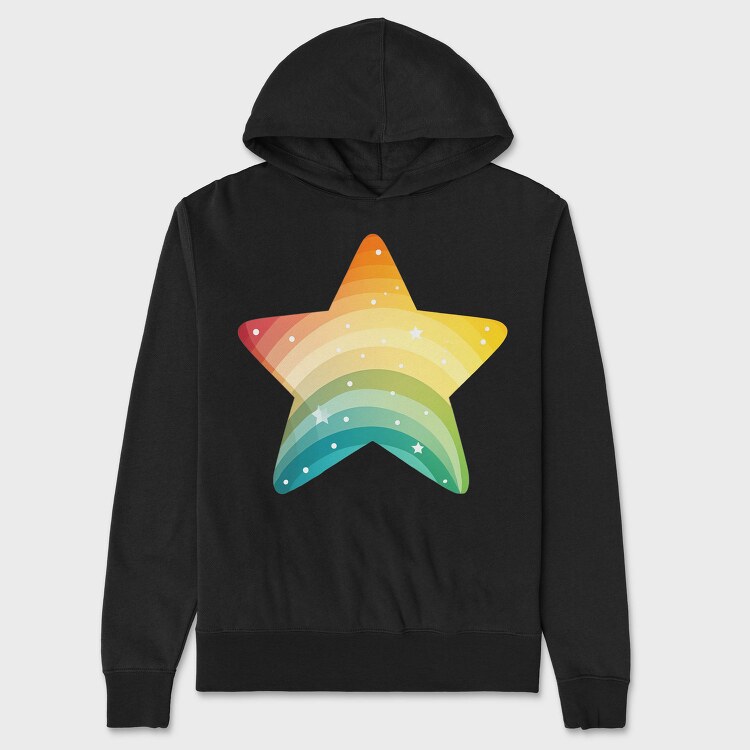 Rainbow Star Clouds, Hanorac Oversize Barbati (Unisex)