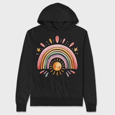 Rainbow Sun Clouds, Hanorac Oversize Barbati (Unisex)