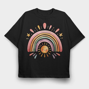 Rainbow Sun Clouds, Tricou Oversize Barbati (Unisex)