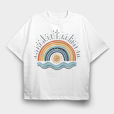 Rainbow Sunny Sky, Tricou Oversize Barbati (Unisex)