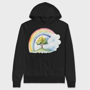 Rainbow Tree Clouds, Hanorac Oversize Barbati (Unisex)