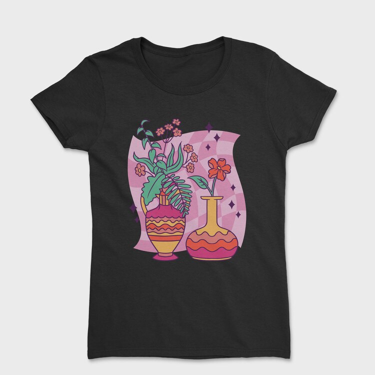 Colorful Flower Vases, Tricou Femei